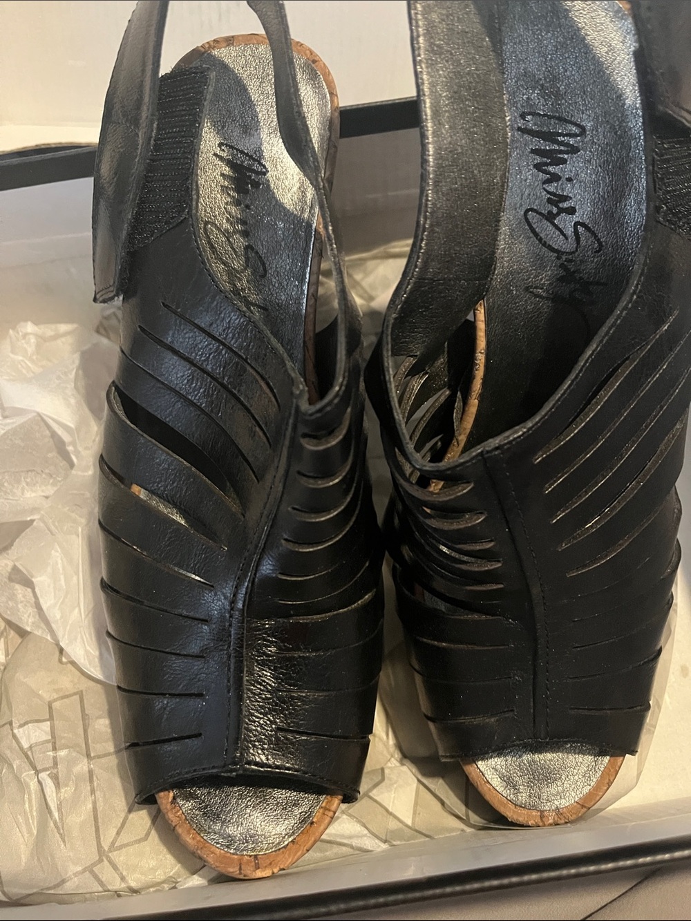 Miss Sixty Black Cutout Peep-Toe Slingback Heels